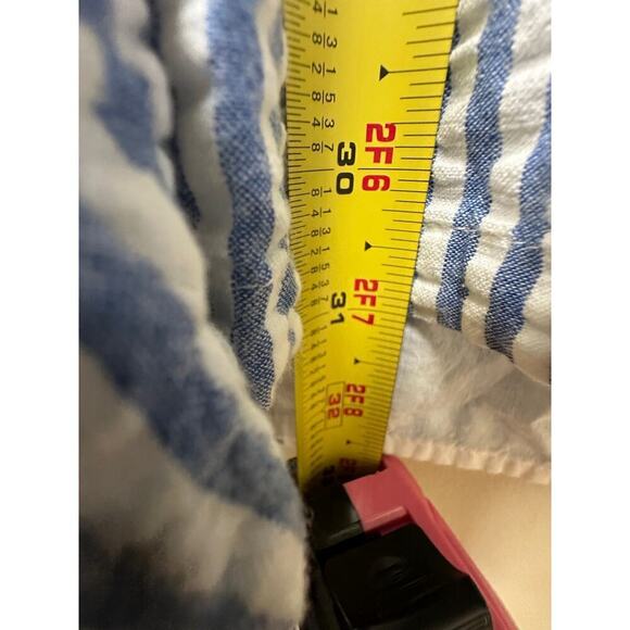 Seersucker Blue White Chevron Striped Strapless Smocked Mini Dress Size 2X Plus - Picture 11 of 13